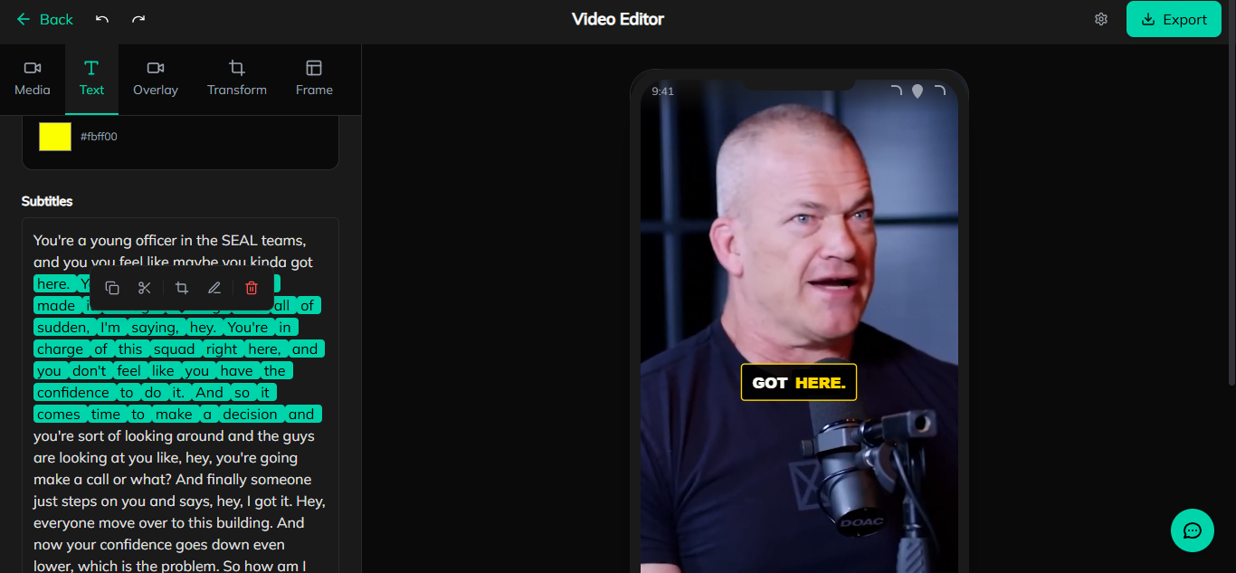 Text-based editing interface